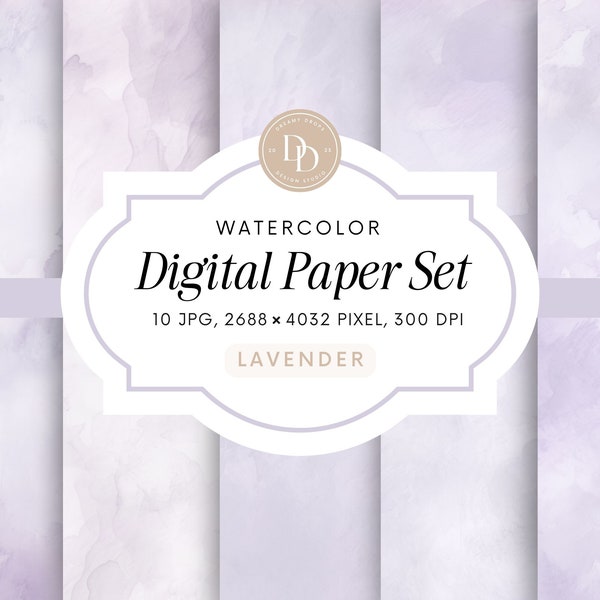 Watercolor Digital Paper Pack | Purple Background | Pastel Watercolor Background | Commercial Use | Watercolor Background JPG