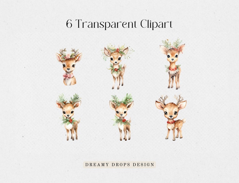 Christmas Deer Clipart Watercolor Christmas Woodland Animal - Etsy
