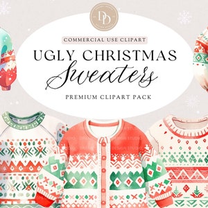 Ugly Christmas Sweater Clipart, Christmas PNG, Christmas Sweater Png, Babyshower Clipart, Transparent PNG, Commercial Use Clipart