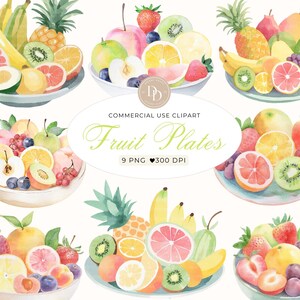 Fruit Plate Clipart Pack, Summer Fruit Clipart, Hawaii Clipart, Strawberry Clipart, Pineapple Clipart, Mango Clipart, Cute Fruits Clipart