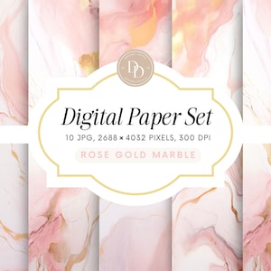 Aquarell Digital Paper Pack, Rose Gold Hintergrund, Pastell Aquarell Hintergrund, Kommerzielle Nutzung, Marmor Aquarell Hintergrund
