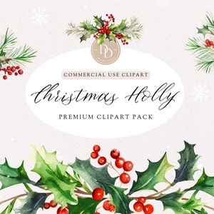Christmas Holly Clipart Pack, Winter Berries PNG, Holly Berries Clipart, Holly Clipart, Winter Greenery, Transparent PNG, For Commercial Use