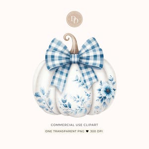 Coquette Pumpkin Clipart, Trendy Blue Pumpkin Clipart, Pumpkin Bow Clipart, Cute Pumpkin Clipart, Toile Pumpkin, Cute Coquette Pumpkin Png