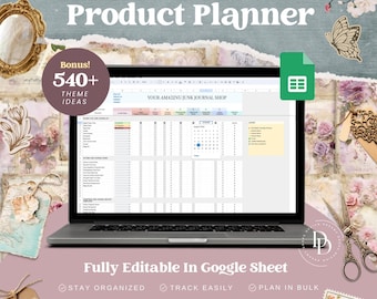 Junk Journal Product Plan for Creator, Etsy Seller Spreadsheet, Google Sheet Tracker, Small Business Spreadsheet, Junk Journal