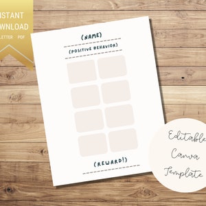 Minimal positives Verhalten Incentive Chart | Kleinkind, Kind Verhaltensmanagement | Bearbeitbare, druckbare Aufklebertabelle I US-Brief, PDF