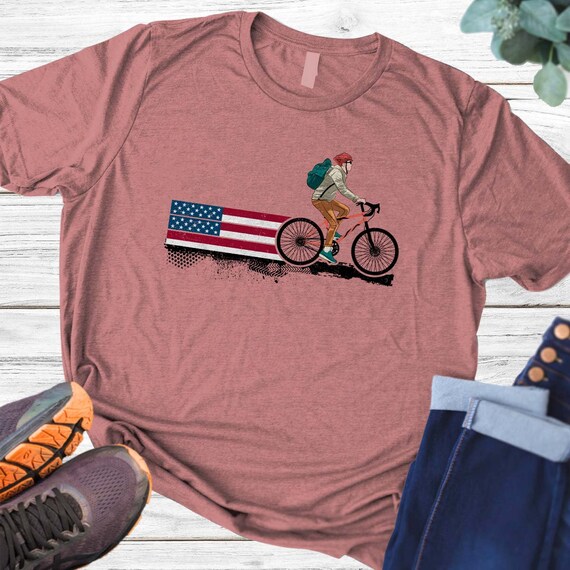 Vintage American Usa Flag Bicycle T-Shirt Bicyclist Gift Vintage American Usa Flag Bicycle T-Shirt Bicyclist Gift