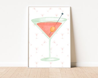 Impressão de coquetel, parede de galeria de carrinho de bar, arte de martini, arte de parede de martini, impressão de arte de bar, arte de parede de bar, decoração de carrinho de bar, download instantâneo
