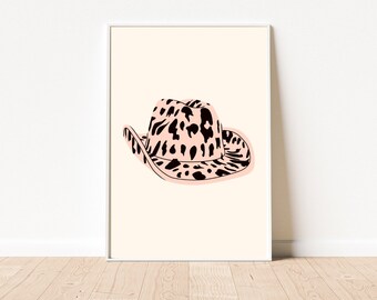 Cowboy Hat, Printable Art, Digital Download, Preppy Dorm Room, Western Wall Art, Digital Prints, Colorful Print