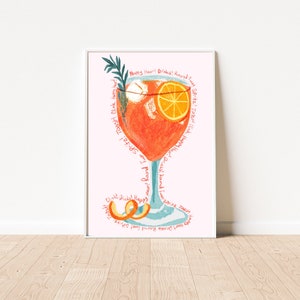 Funky Cocktail Printable, Spritz Print, Preppy Wall Art, Alcohol Poster, Colorful Drink Print, Preppy Cocktail Print