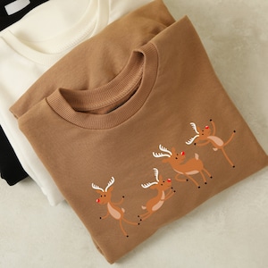 Reindeer Sweatshirt, Christmas Sweater, Winter Clothing, Cute Christmas Gift, Christmas Sweatshirt, Christmas Crewneck, Womens Holiday Gift