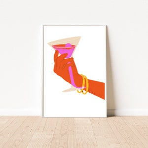 Cocktail Print, Trendy Bar Cart Wall Art, Colorful Bar Cart Gallery Wall Set, DIGITAL DOWNLOAD, Retro Cocktail Posters, Bar Printable Art