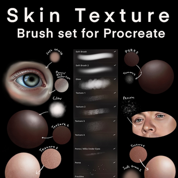 Skin texture brush set for Procreate app