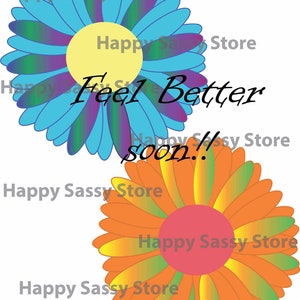 set of 6 5x7 feel better soon flowers