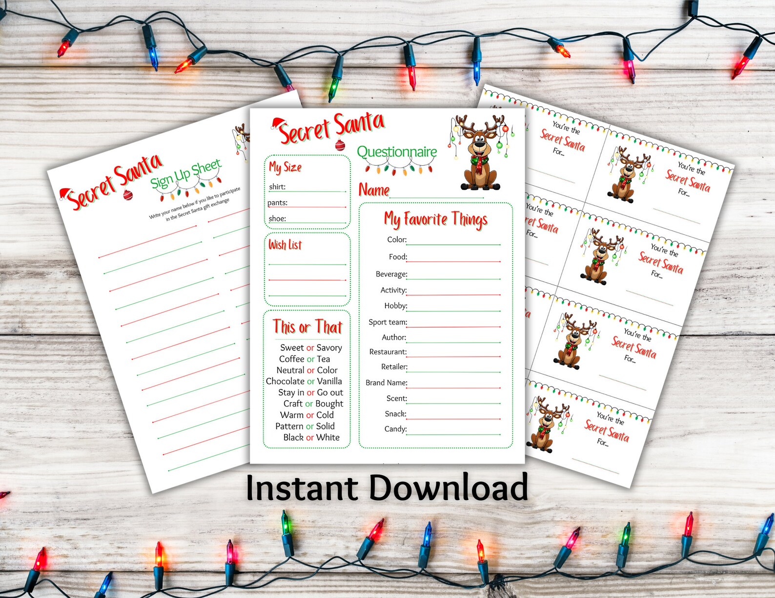 Secret Santa Questionnaire, Secret Santa Survey, Secret Santa, Gift