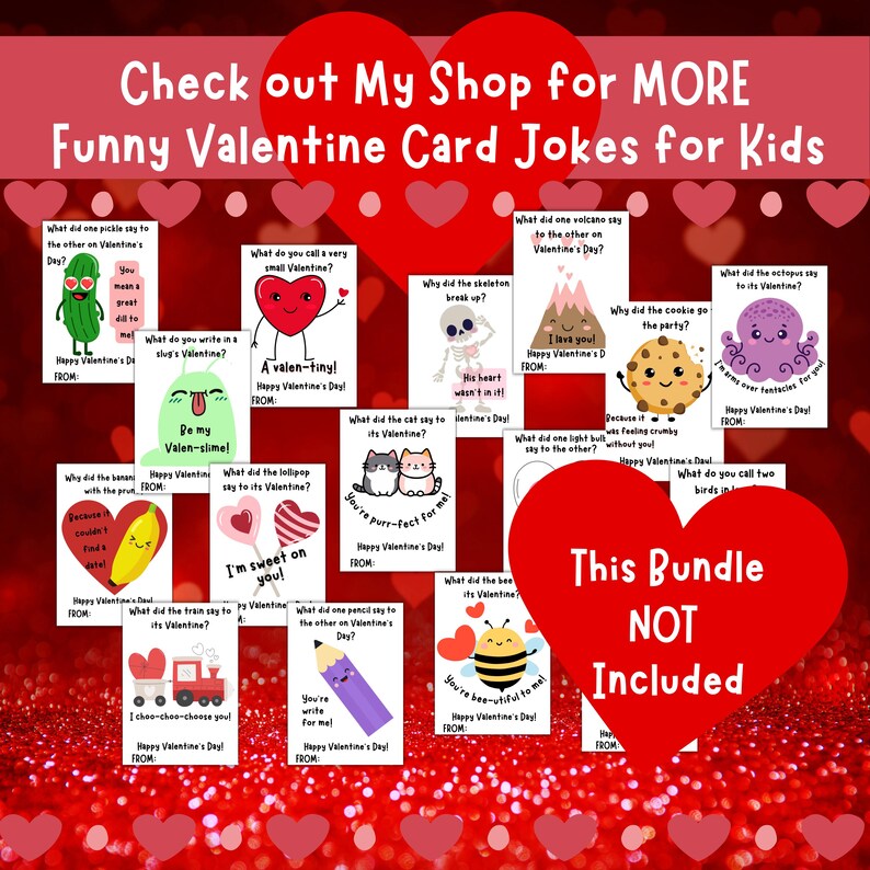 Valentine's Day Joke Cards for Kids | 16 Cute Animals (PDF) - Etsy