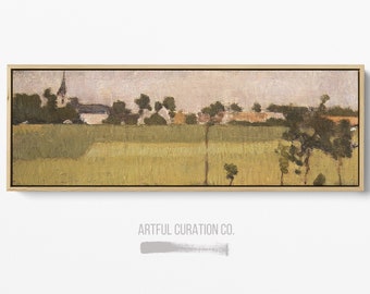 Sage Green Wall Art Canvas Print | Panoramic Above Bed Decor | Vintage Landscape Print Long Wall Art Framed Unframed | Earth Tone Wall Art |