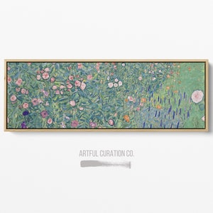 Gustav Klimt Panoramic Art Print Framed Unframed | Klimt Print Floral | Above Bed Wall Art | Vintage Garden Art | Large Framed Canvas Print