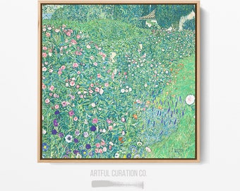 Gustav Klimt Italian Garden Print on Canvas Framed Unframed | Colorful Square Wall Art | Klimt Landscape Canvas Print