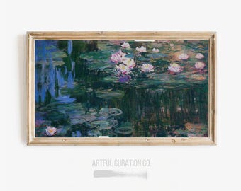 Cuadro de nenúfares de Monet para marco de TV Samsung / Descarga digital instantánea para televisor LG. Impresiones de artistas famosos. Arte mural de Claude Monet.