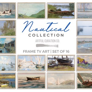 Frame Tv Bundle Nautical Art for Samsung Frame Tv Seascape Painting Collection LG Tv Art | Frame Tv Vintage Watercolor & Oil Paintings