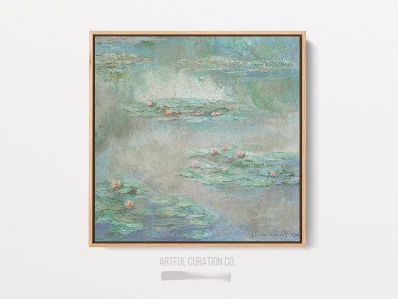 Claude Monet Print Water Lily Pond on Canvas | Large Pastel Wall Art ...