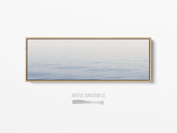 Zen Wall Art Seascape Art Print on Canvas | Light Blue Wall Art | Panoramic Wall Art | Peaceful Wall Art Above Bed | Long narrow wall art