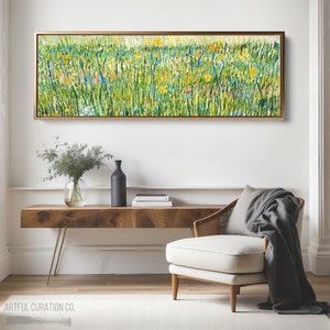 Van Gogh Wildflowers Print on Canvas Framed Unframed | Panoramic Wall Art | Extra-Wide Van Gogh Wildflower Landscape Print