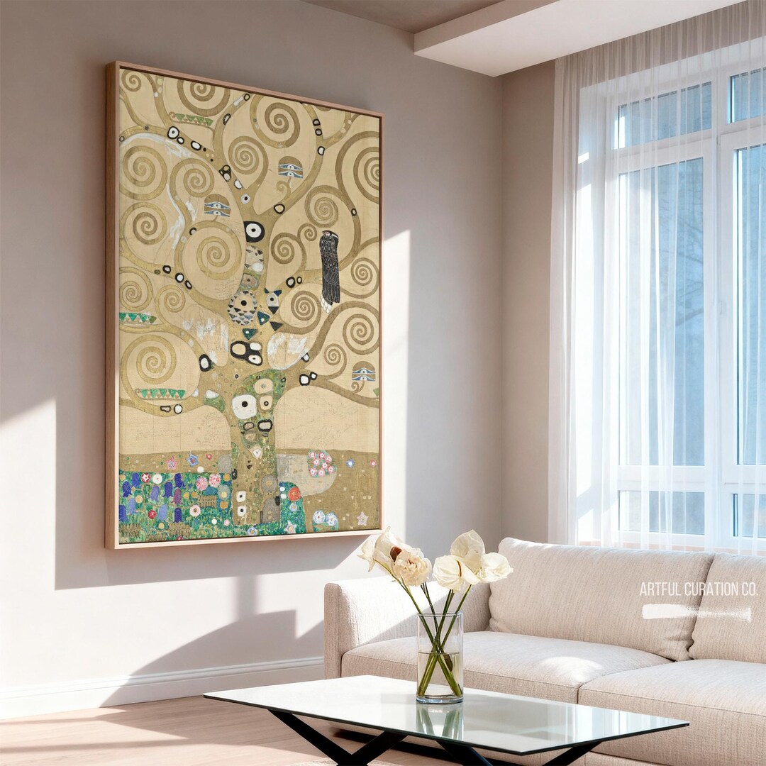 Gustav Klimt Tree of Life Wall Art | Gold Abstract Botanical Canvas ...