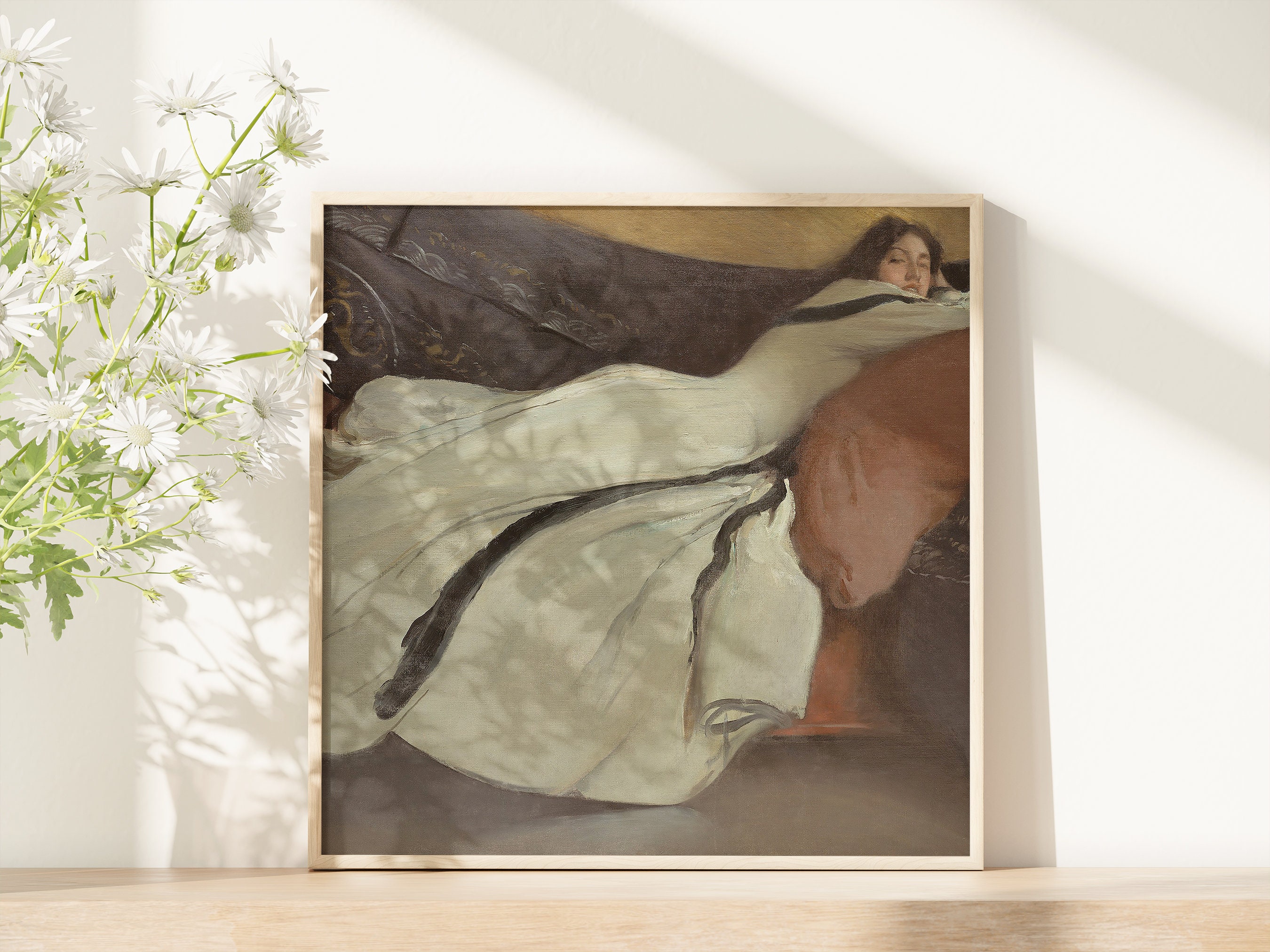 Victorian Lady in Repose Framed Canvas Print Elegant Above Bed Wall Art ...