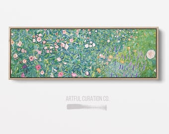 Gustav Klimt Panoramic Art Print Framed Unframed | Klimt Print Floral | Extra-Wide Floral Landscape Canvas Print