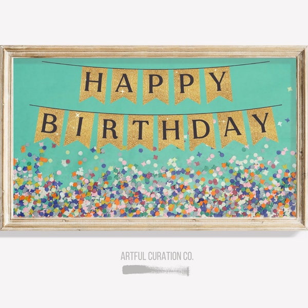 Frame TV Birthday Art for Samsung | Instant Digital Download Birthday Décor Frame TV | Happy Birthday Frame Tv Art LG Tv Birthday Art