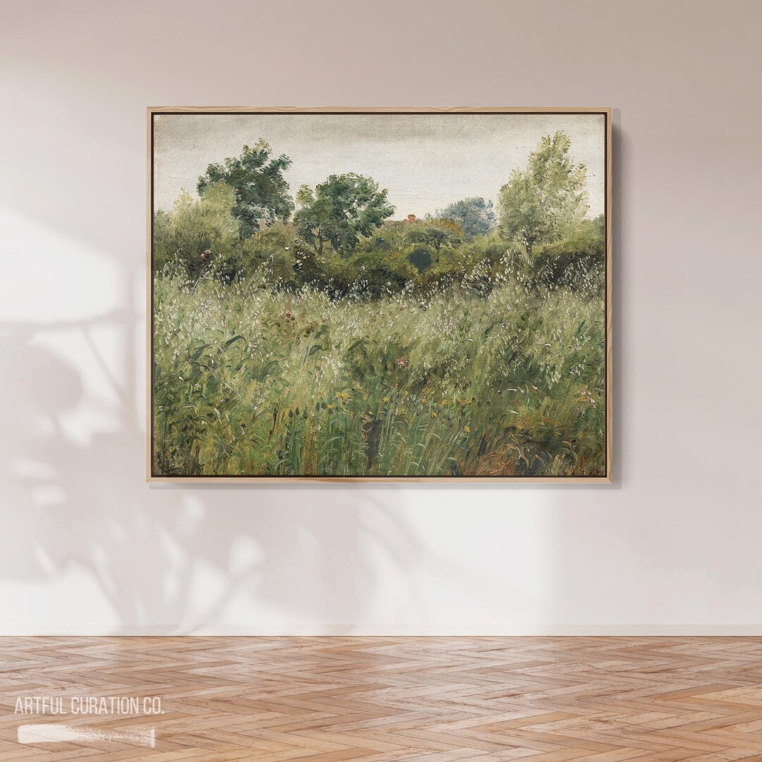 Wildflower Field Print on Canvas | Landscape Painting Farmhouse Decor ...