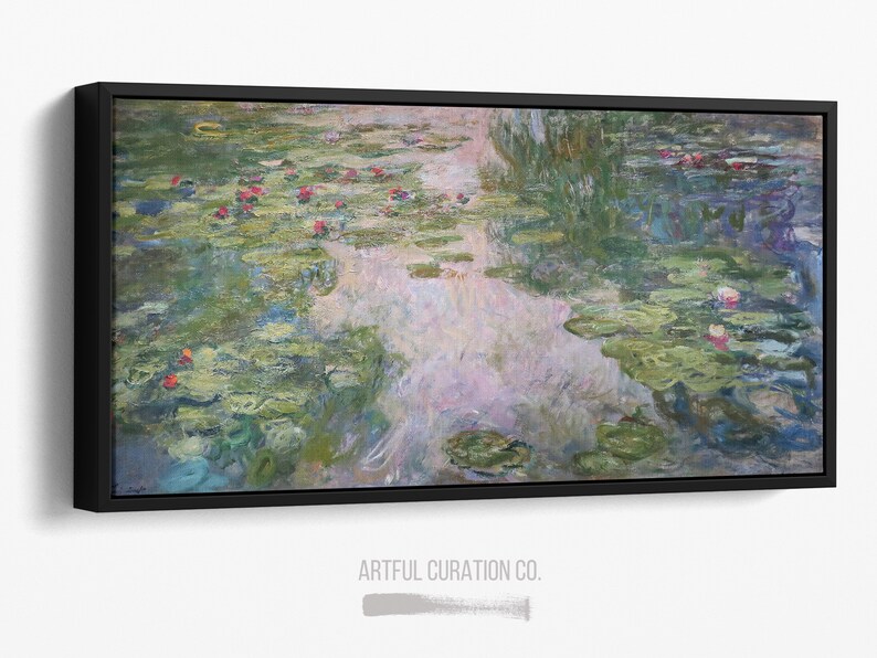 Claude Monet Water Lilies Painting Print on Canvas Panoramic Wall Art ...