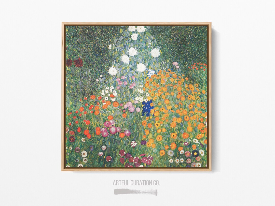 Gustav Klimt Flower Garden Print Framed Canvas Klimt Floral Art Vintage ...