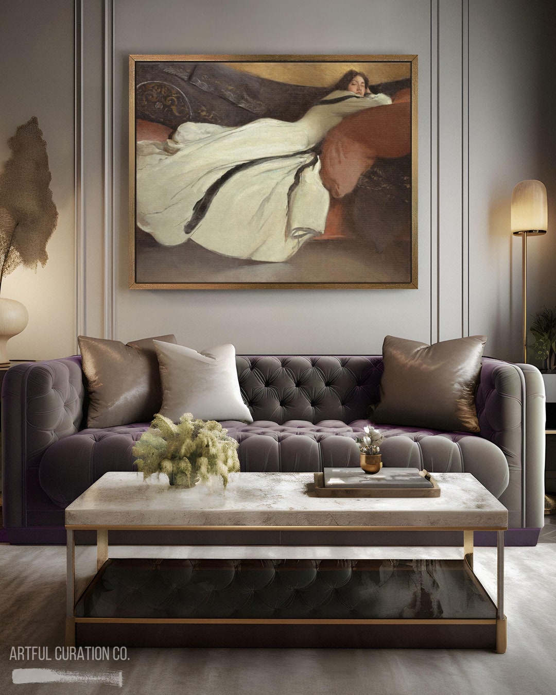 Victorian Lady in Repose Canvas Print Framed | Elegant Above Bed Wall ...