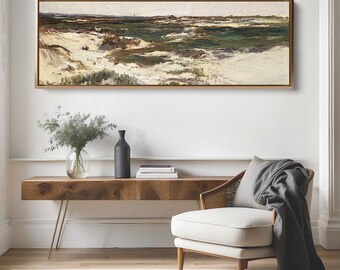 Beach Dunes Panoramic Landscape Canvas Print | Horizontal Coastal Dune Landscape Wall Art