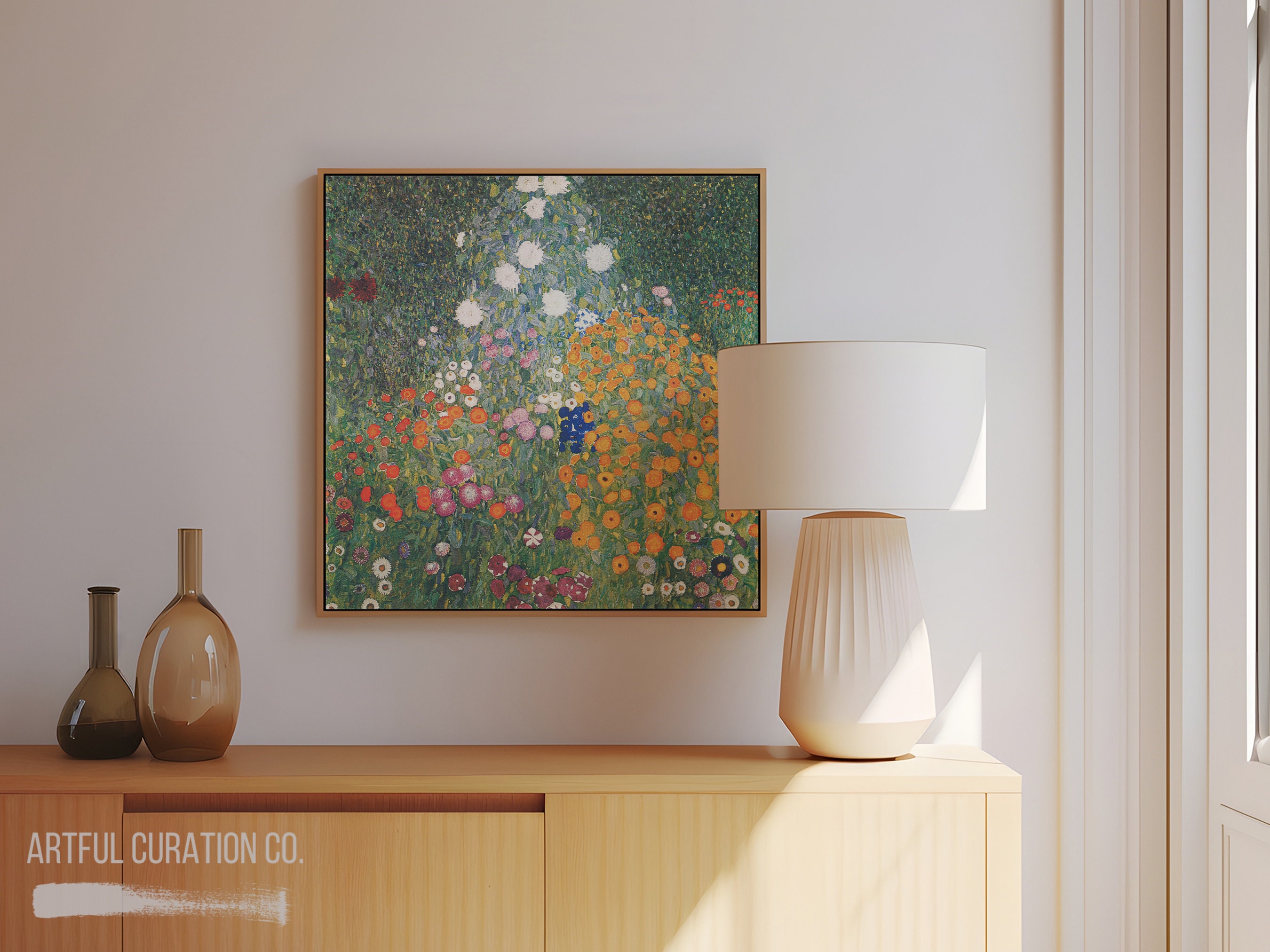 Gustav Klimt Flower Garden Print Framed Canvas Klimt Floral Art Vintage ...