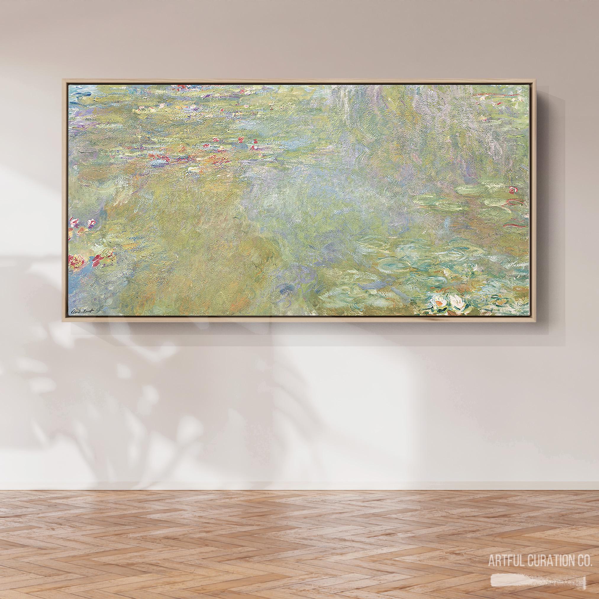 Claude Monet Print Water Lilies Painting Print on Canvas Framed Unframed | Colorful Panoramic Wall Art Monet Nymphéas Print Above Bed Decor