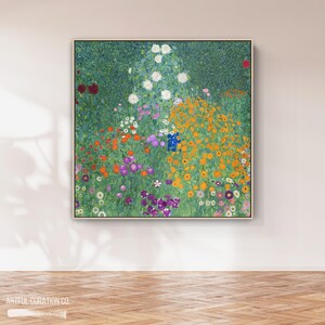 Gustav Klimt Flower Garden Print Framed Canvas | Klimt Floral Art | Vintage Gustav Klimt Print | Colorful Wall Art | Botanical Prints