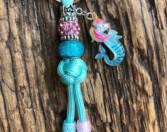 Paracord keychain turquoise Unicorn