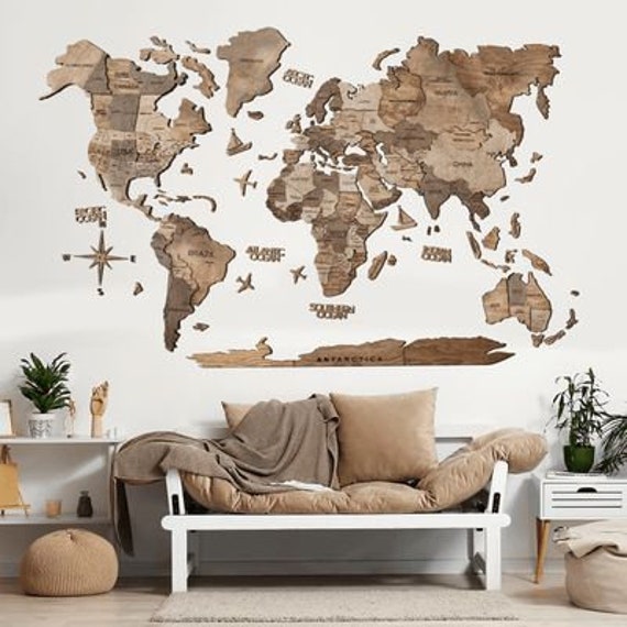 Wood Map Wooden World Map With Background Large Wall Art World Map