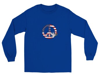 Stars and Stripes Peace with Dove and Rose - Men's Heavyweight RS Long-Sleeve T-Shirt | Comfort Colors 6014