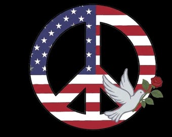 Stars and Stripes Peace with Dove and Rose - Premium Unisex Longsleeve T-shirt