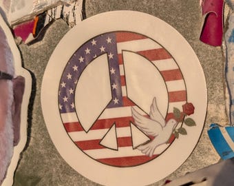 Stars and Stripes Peace with Dove and Rose