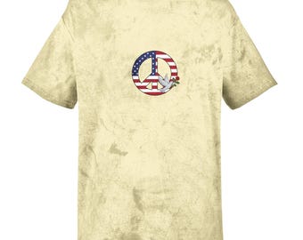 Stars and Stripes Peace with Dove and Rose - Unisex Heavyweight Tie-Dye Crewneck T-Shirt | Comfort Colors 1745