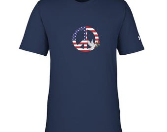 Stars and Stripes Peace with Dove and Rose - Men's Athletic Crewneck T-Shirt | Under Armour 1383264