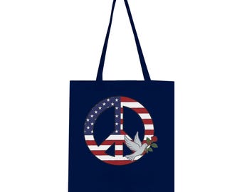 Stars and Stripes Peace with Dove and Rose - Classic Tote Bag