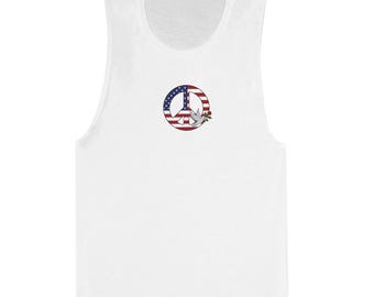 Stars and Stripes Peace with Dove and Rose - Women's Muscle Tank Top | Bella + Canvas 8803
