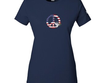 Stars and Stripes Peace with Dove and Rose - Women's Athletic Crewneck T-Shirt | Under Armour 1383284