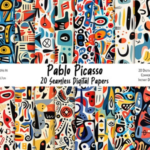 Picasso Digital Paper Bundle, Seamless Patterns in the style of Pablo Picasso - for sublimation, paper and fabric printing and more